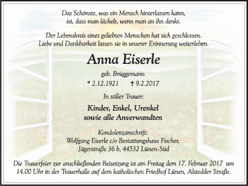 Traueranzeige von Anna Eiserle von Lüner Anzeiger