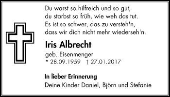 Traueranzeige von Iris Albrecht von Wochenblatt Herne/Wanne-Eickel