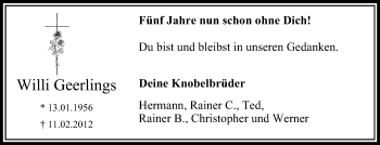 Traueranzeige von Willi Geerlings von Klever Wochenblatt