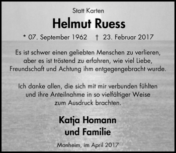 Traueranzeige von Helmut Ruess von Wochen-Anzeiger Langenfeld/Monheim/Hilden