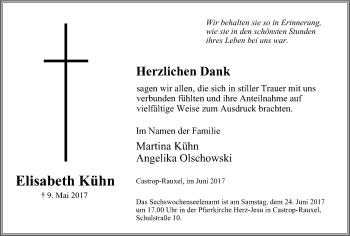 Traueranzeige von Elisabeth Kühn von Stadtanz.Castrop-Rauxel