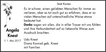 Traueranzeige von Angela Knest von Stadtspiegel Menden + Froendenberg
