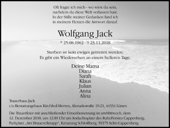 Traueranzeige von Wolfgang Jack von Lüner Anzeiger