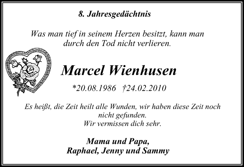  Traueranzeige für Marcel Wienhusen vom 24.02.2018 aus Stadtanz.Castrop-Rauxel