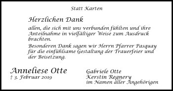 Traueranzeige von Anneliese Otte von Wochen-Anzeiger Langenfeld/Monheim/Hilden