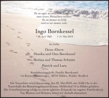 Traueranzeige von Ingo Bornkessel von Wochen-Anzeiger Langenfeld/Monheim/Hilden