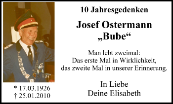 Traueranzeige von Josef Ostermann von Stadtspiegel Menden + Froendenberg