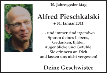 Traueranzeige von Alfred Pieschkalski von WVW Anzeigenblätter