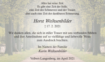 Traueranzeige von Horst Weihsenbilder von WVW Anzeigenblätter