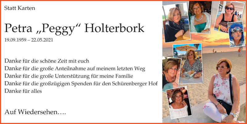  Traueranzeige für Petra Peggy Holterbork vom 24.07.2021 aus WVW Anzeigenblätter