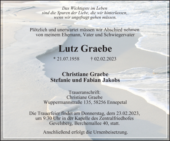 Traueranzeige von Lutz Graebe von Tageszeitung