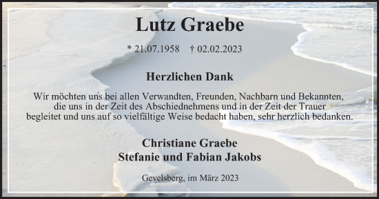 Traueranzeige von Lutz Graebe von Tageszeitung