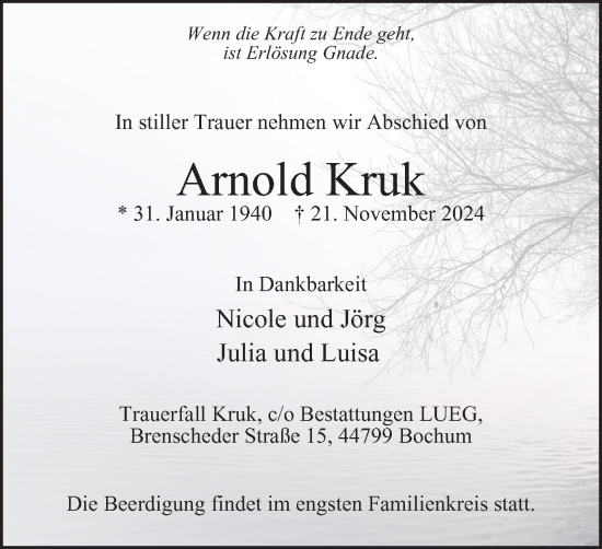 Traueranzeige von Arnold Kruk von Tageszeitung