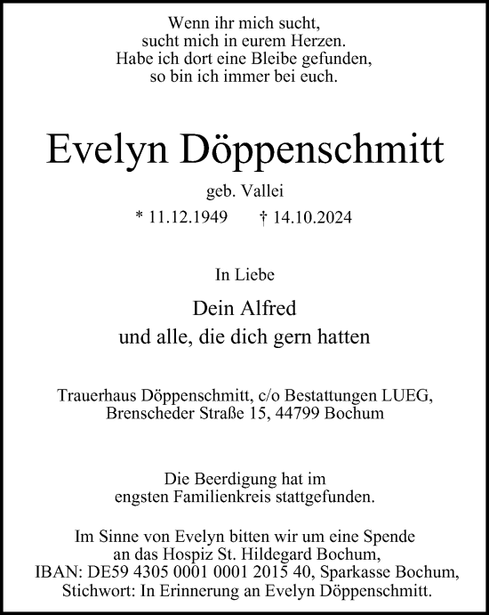 Traueranzeige von Evelyn Döppenschmitt von Tageszeitung