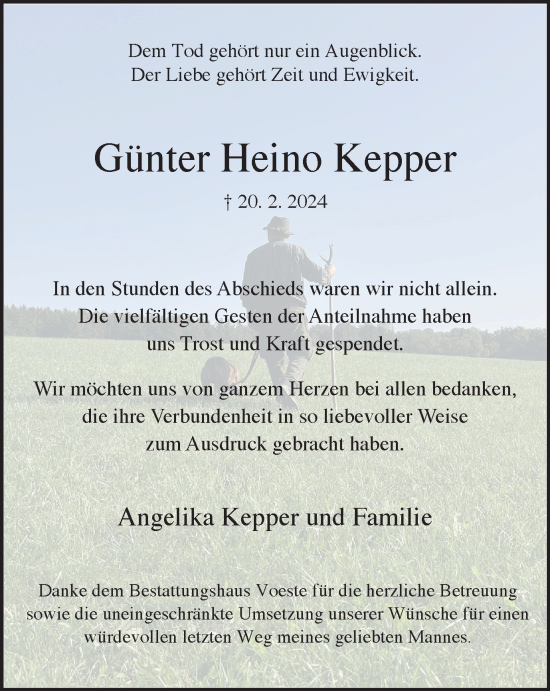Traueranzeige von Günter Heino Kepper von Tageszeitung