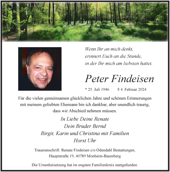 Traueranzeige von Peter Findeisen von Tageszeitung