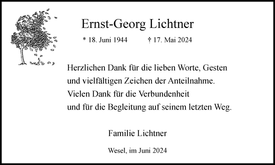 Traueranzeige von Ernst-Georg Lichtner von Tageszeitung