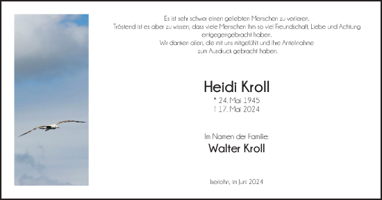 Traueranzeige von Heidi Kroll von Tageszeitung
