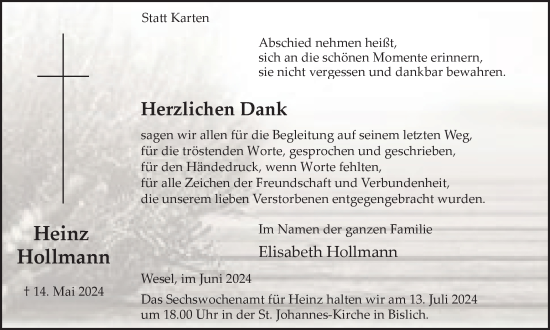 Traueranzeige von Heinz Hollmann von Tageszeitung