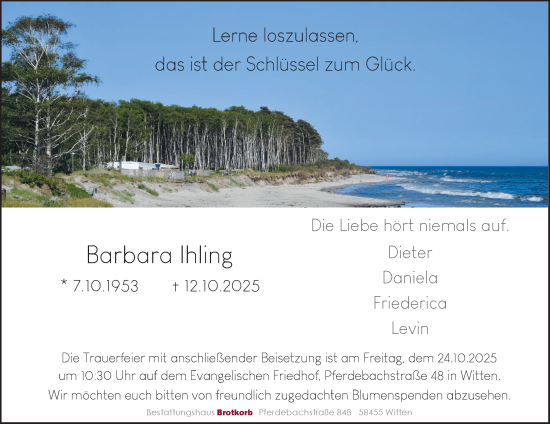 Traueranzeige von Barbara Ihling von Tageszeitung