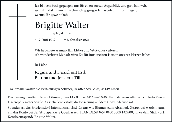 Traueranzeige von Brigitte Walter von Tageszeitung