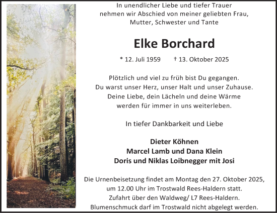 Traueranzeige von Elke Borchard von Tageszeitung