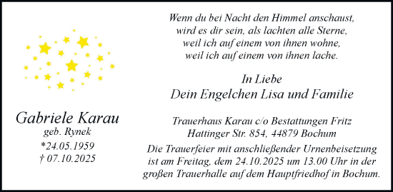 Traueranzeige von Gabriele Karau von Tageszeitung