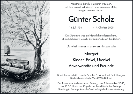 Traueranzeige von Günter Scholz von Tageszeitung