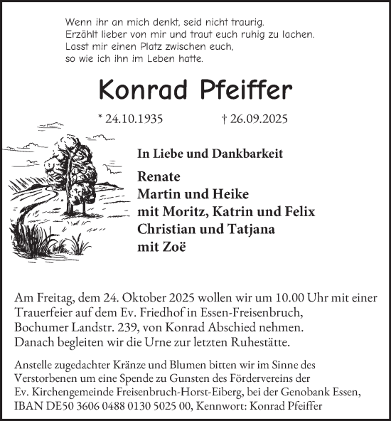 Traueranzeige von Konrad Pfeiffer von Tageszeitung