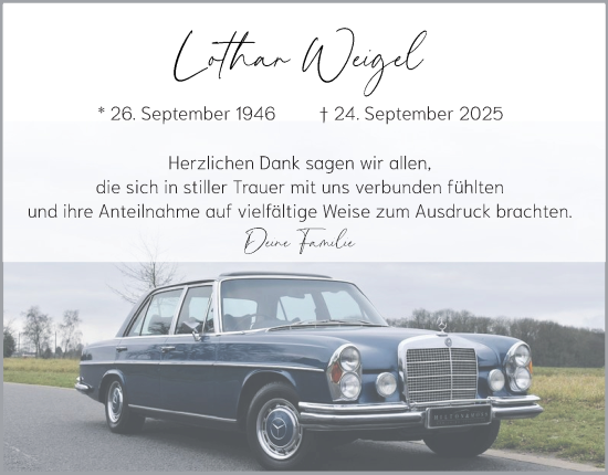 Traueranzeige von Lothar Weigel von Tageszeitung