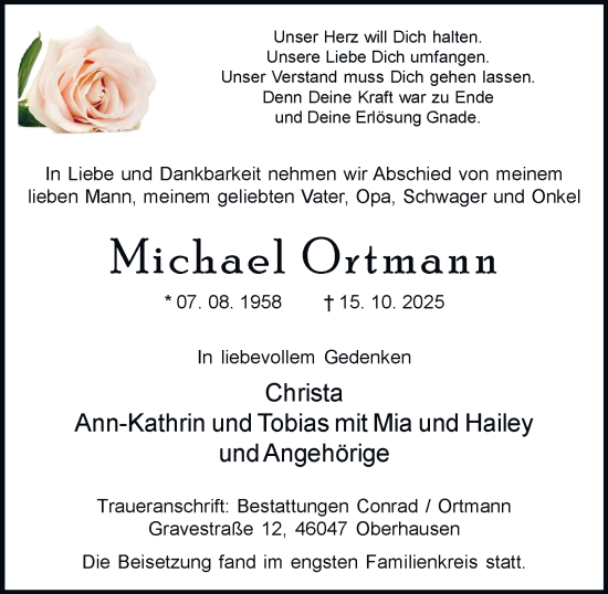 Traueranzeige von Michael Ortmann von Tageszeitung