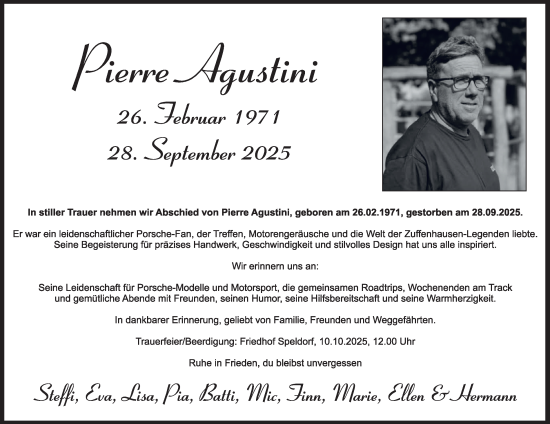 Traueranzeige von Pierre Agustini von Tageszeitung