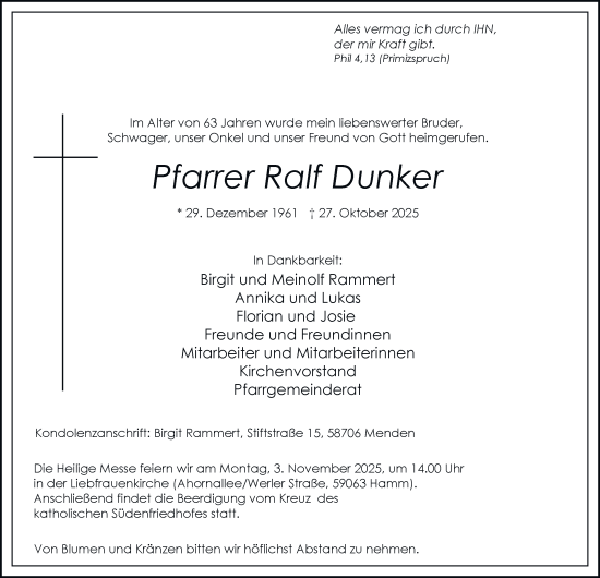 Traueranzeige von Ralf Dunker von Tageszeitung