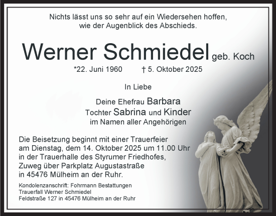 Traueranzeige von Werner Schmiedel von Tageszeitung