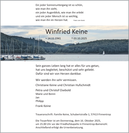 Traueranzeige von Winfried Keine von Tageszeitung