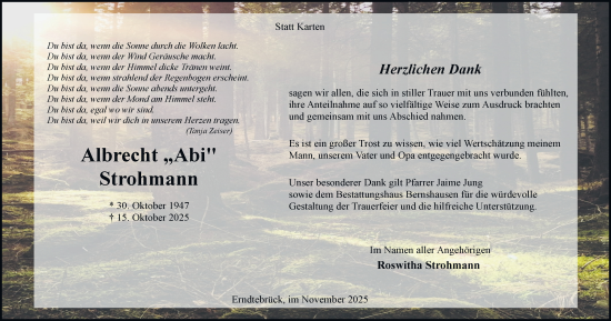 Traueranzeige von Albrecht Strohmann von Tageszeitung