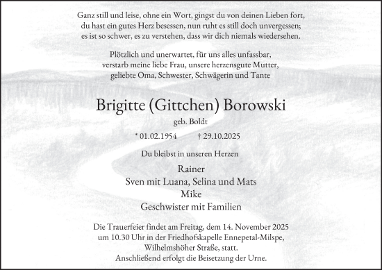 Traueranzeige von Brigitte Borowski von Tageszeitung
