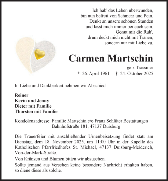 Traueranzeige von Carmen Martschin von Tageszeitung