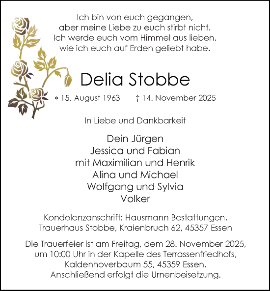 Traueranzeige von Delia Stobbe von Tageszeitung