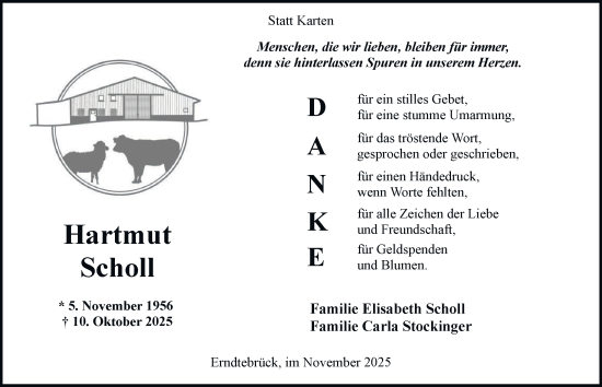 Traueranzeige von Hartmut Scholl von Tageszeitung