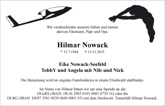 Traueranzeige von Hilmar Nowack von Tageszeitung