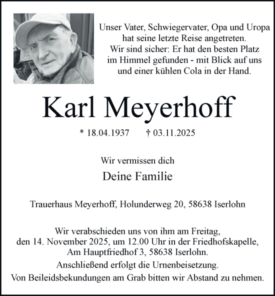 Traueranzeige von Karl Meyerhoff von Tageszeitung