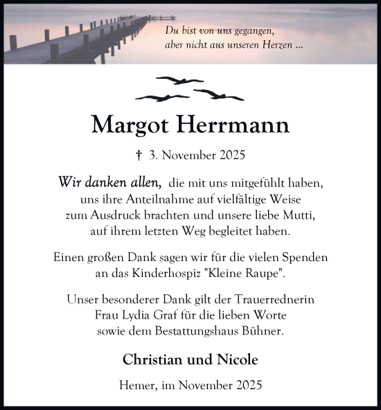 Traueranzeige von Margot Herrmann von Tageszeitung