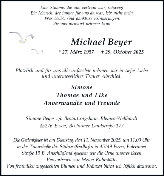 Traueranzeige von Michael Beyer von Tageszeitung