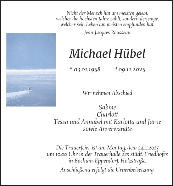 Traueranzeige von Michael Hübel von Tageszeitung