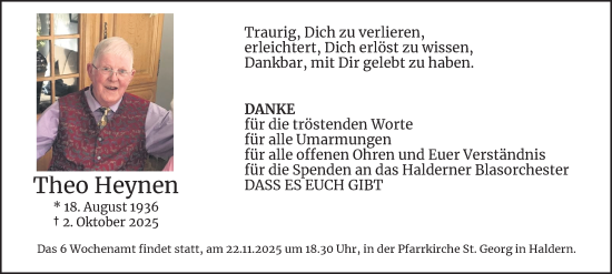 Traueranzeige von Theo Heynen von Tageszeitung