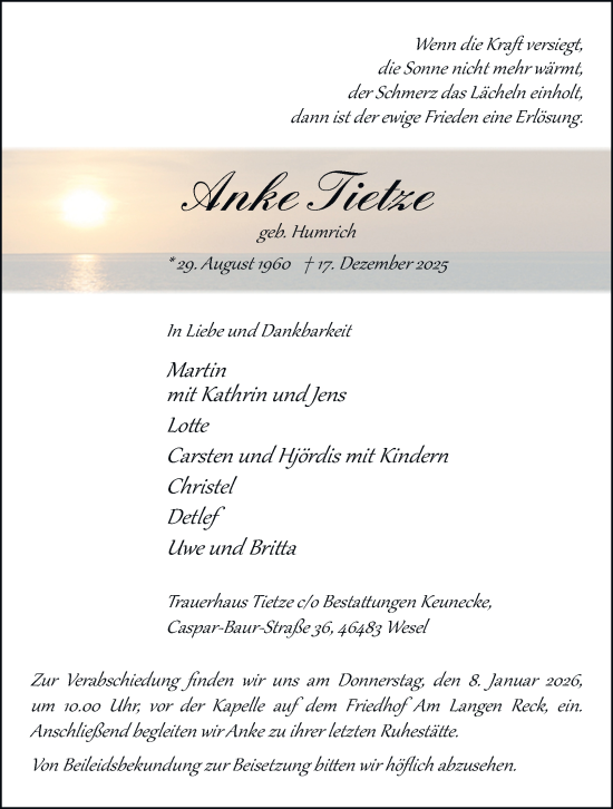 Traueranzeige von Anke Tietze von Tageszeitung