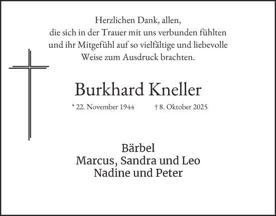 Traueranzeige von Burkhard Kneller von Tageszeitung