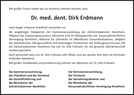 Traueranzeige von Dirk Erdmann von Tageszeitung