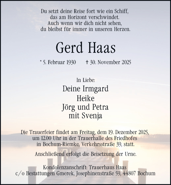 Traueranzeige von Gerd Haas von Tageszeitung
